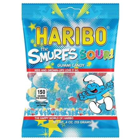Haribo Confectionery Sour Smurfs 4 oz., PK12 -  30504